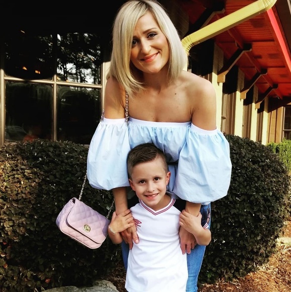 Reverse Open-Shoulder Top Light Blue - Picture 2 of 4